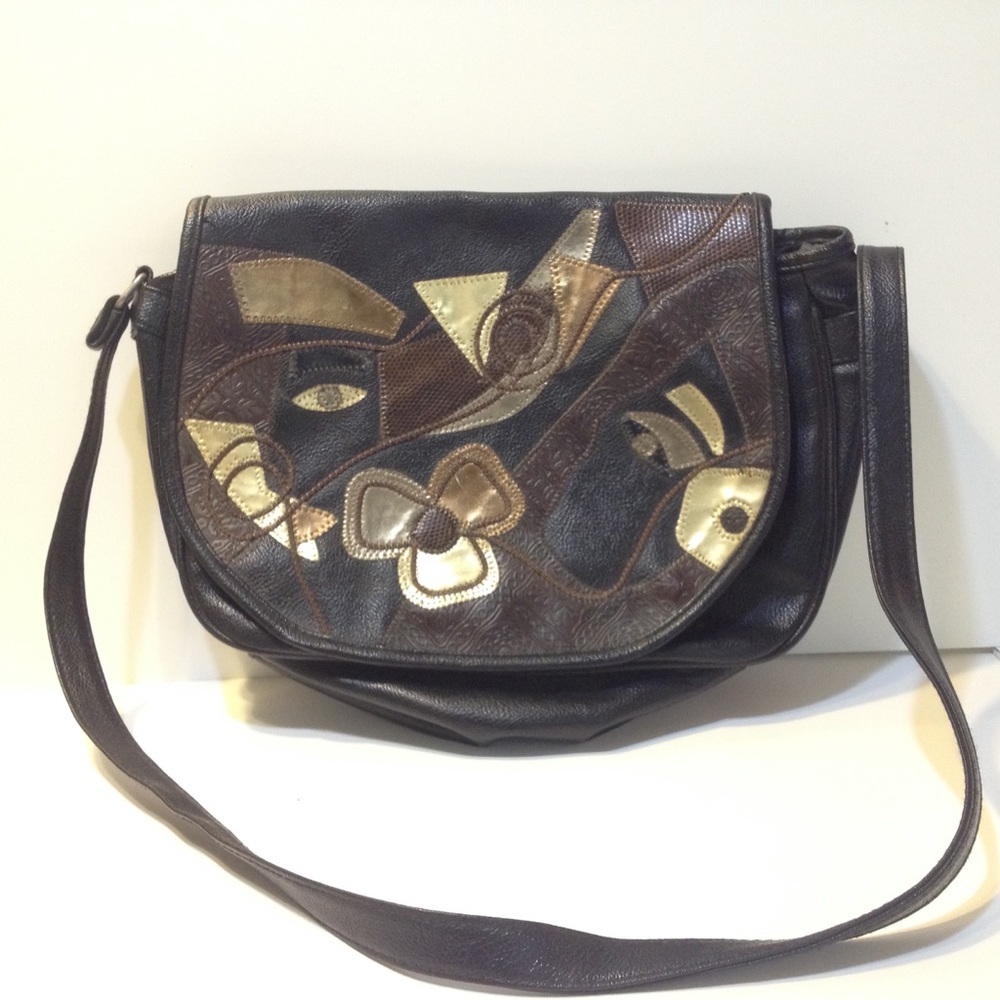 Vintage APRI Brown Gold Shoulder Bag